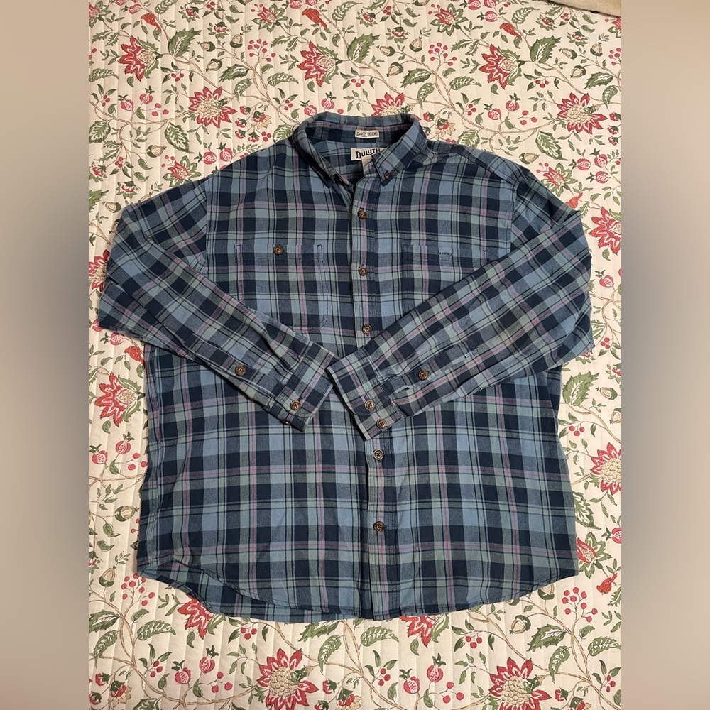Duluth Trading Co Blue Plaid Men's Shirt